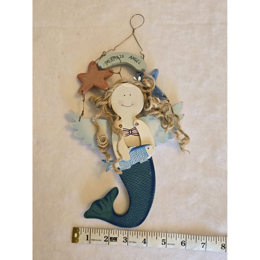Beachcombers Teal Blue and Green Mermaid Angel Wall Plaque - Picture 4 of 8